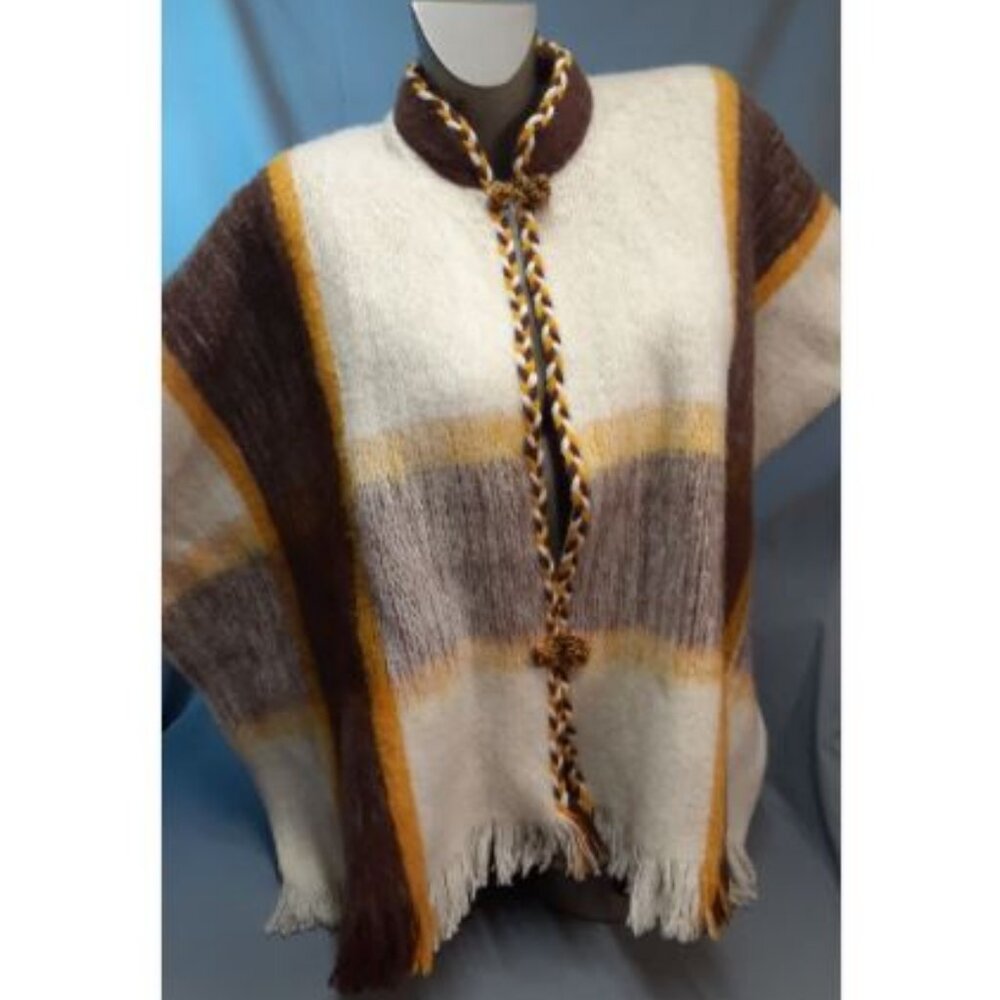 Permanos Columbia Poncho Cape 100% Wool Vintage 70s - 80s Hippie Festival OSFM